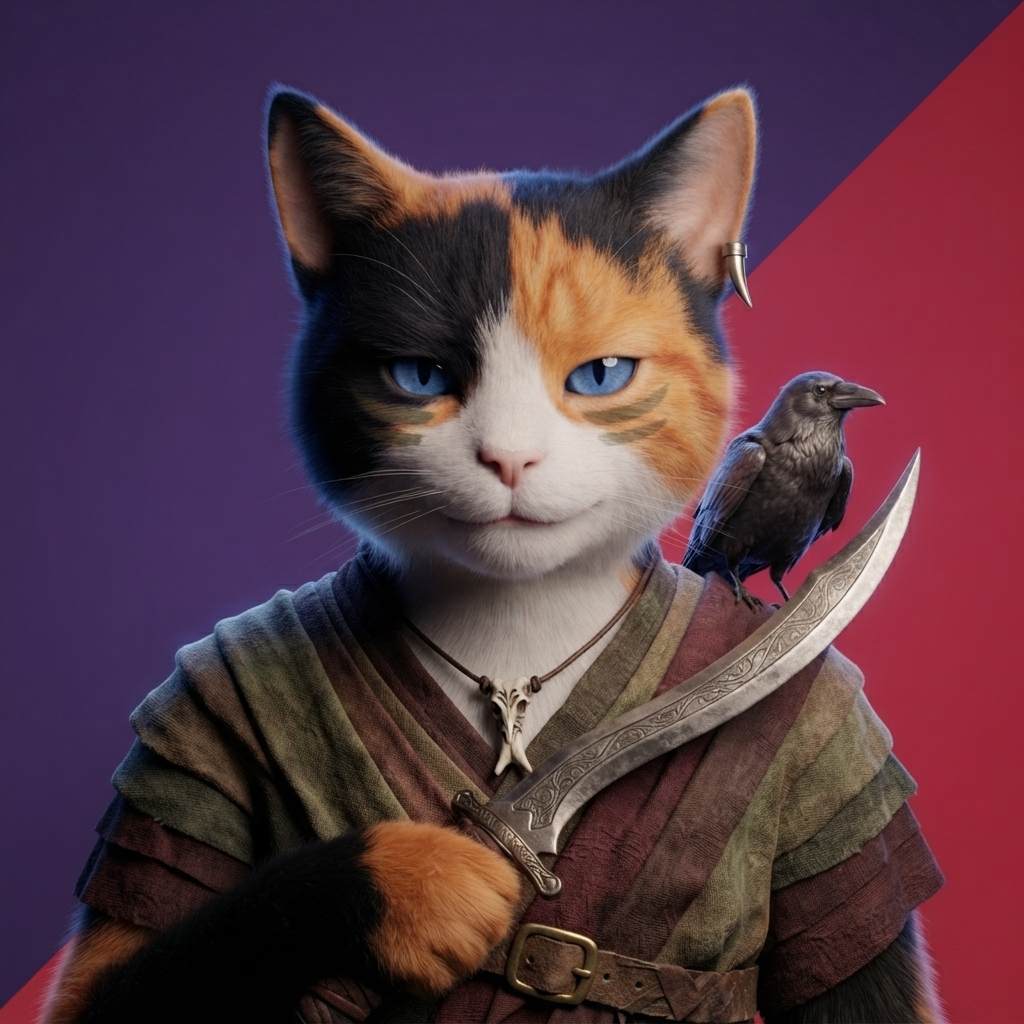 The original HoodCat as minted, before any fusion